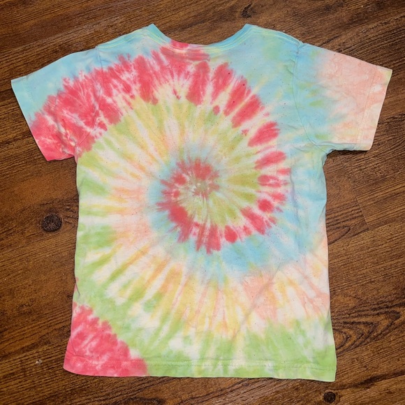Girls Cheer Vibes Colorful Tie Dye Graphic Short Sleeve Shirt Size Youth M - Picture 2 of 5